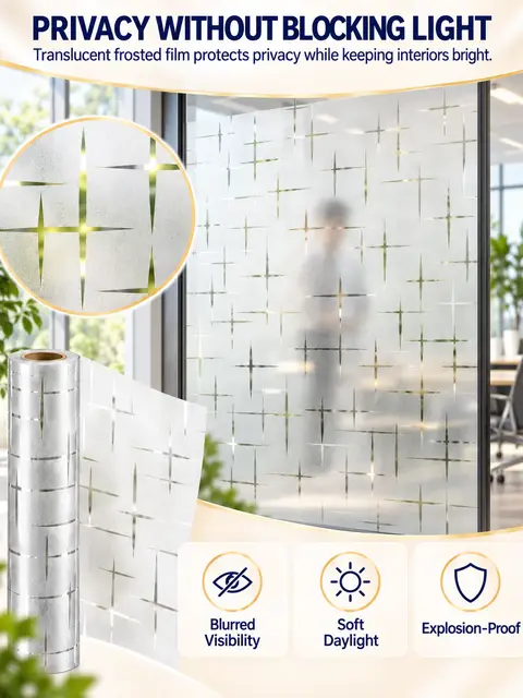 Decorative Self-Adhesive Frosted Glass Window Film for Bathroom & Office — Cabinet refacing