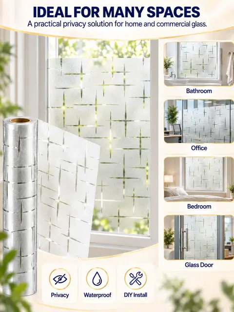 Decorative Self-Adhesive Frosted Glass Window Film for Bathroom & Office — Countertops & tables