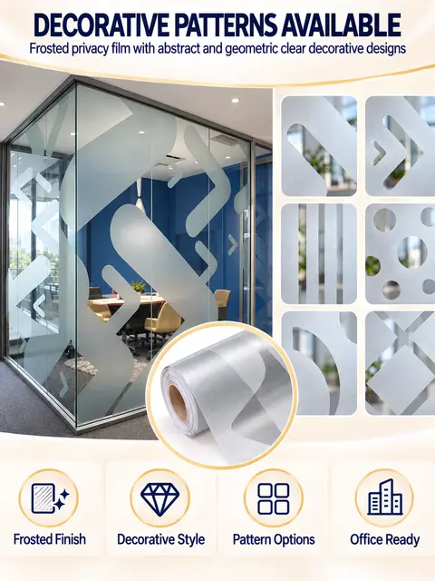 Removable Frosted Decorative Privacy Glass Film for Office — Interior doors