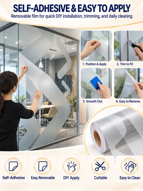 Removable Frosted Decorative Privacy Glass Film for Office — Wall panels