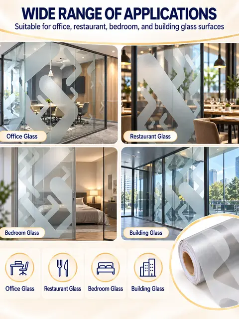 Removable Frosted Decorative Privacy Glass Film for Office — Countertops & tables