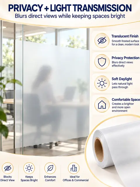 Frosted Matt PVC Privacy Film for Glass Window Decoration — Cabinet refacing