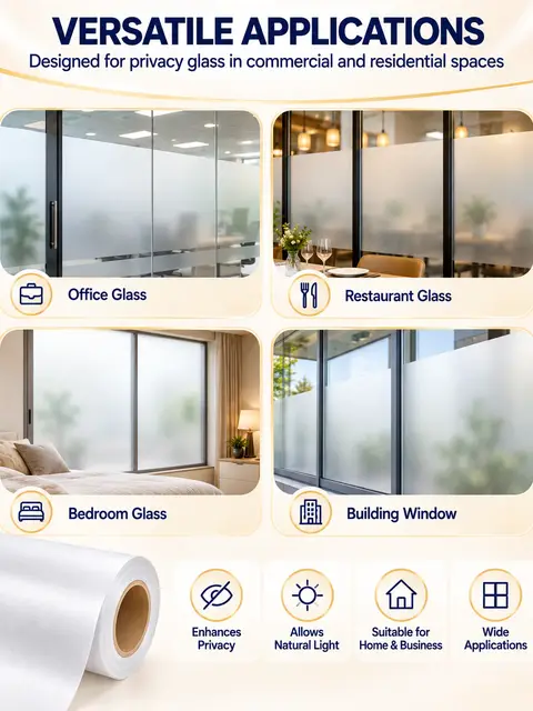 Frosted Matt PVC Privacy Film for Glass Window Decoration — Countertops & tables