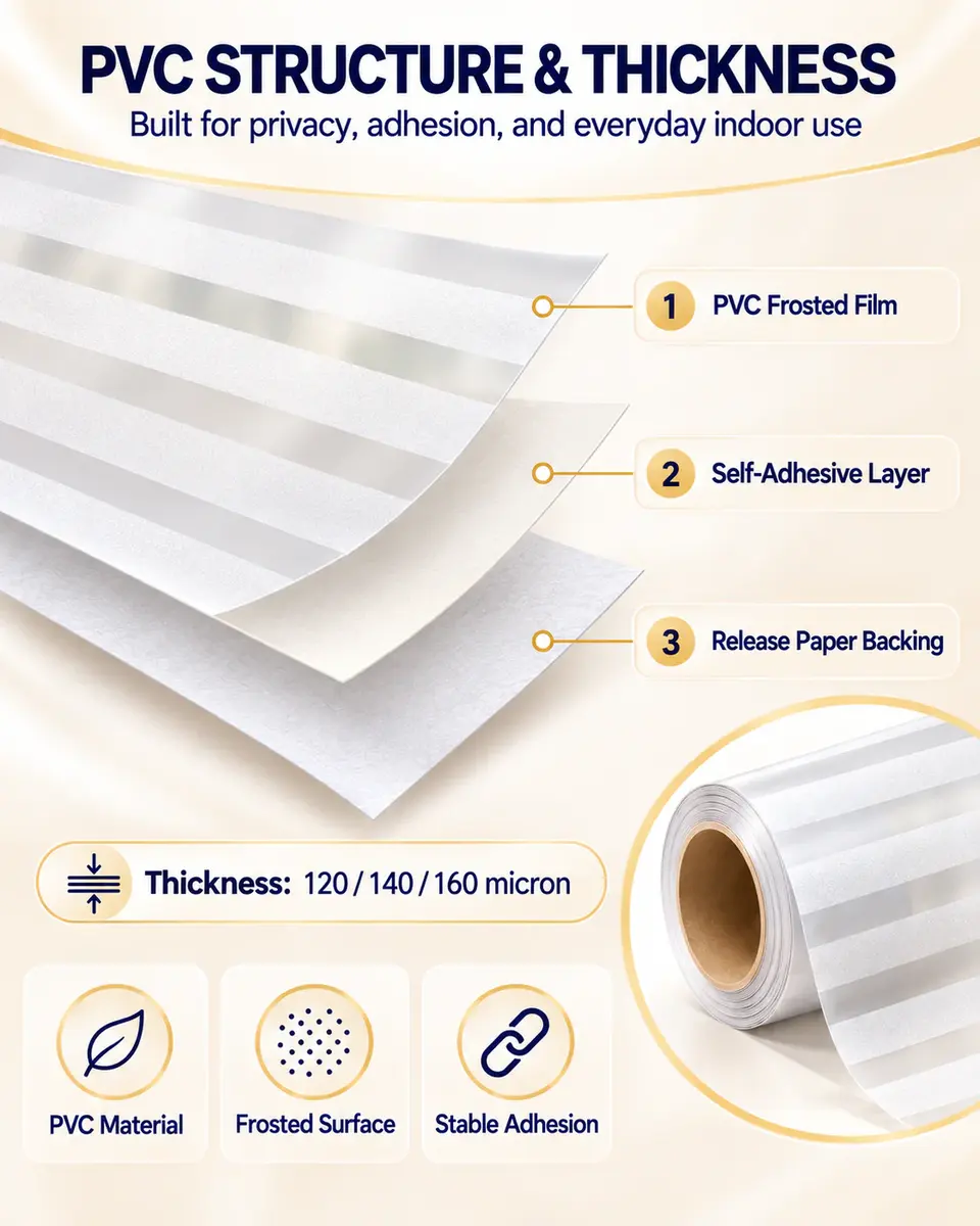 Striped Frosted Privacy Glass Window Film — Surface texture and finish close-up