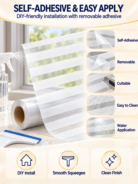 Striped Frosted Privacy Glass Window Film — Wall panels