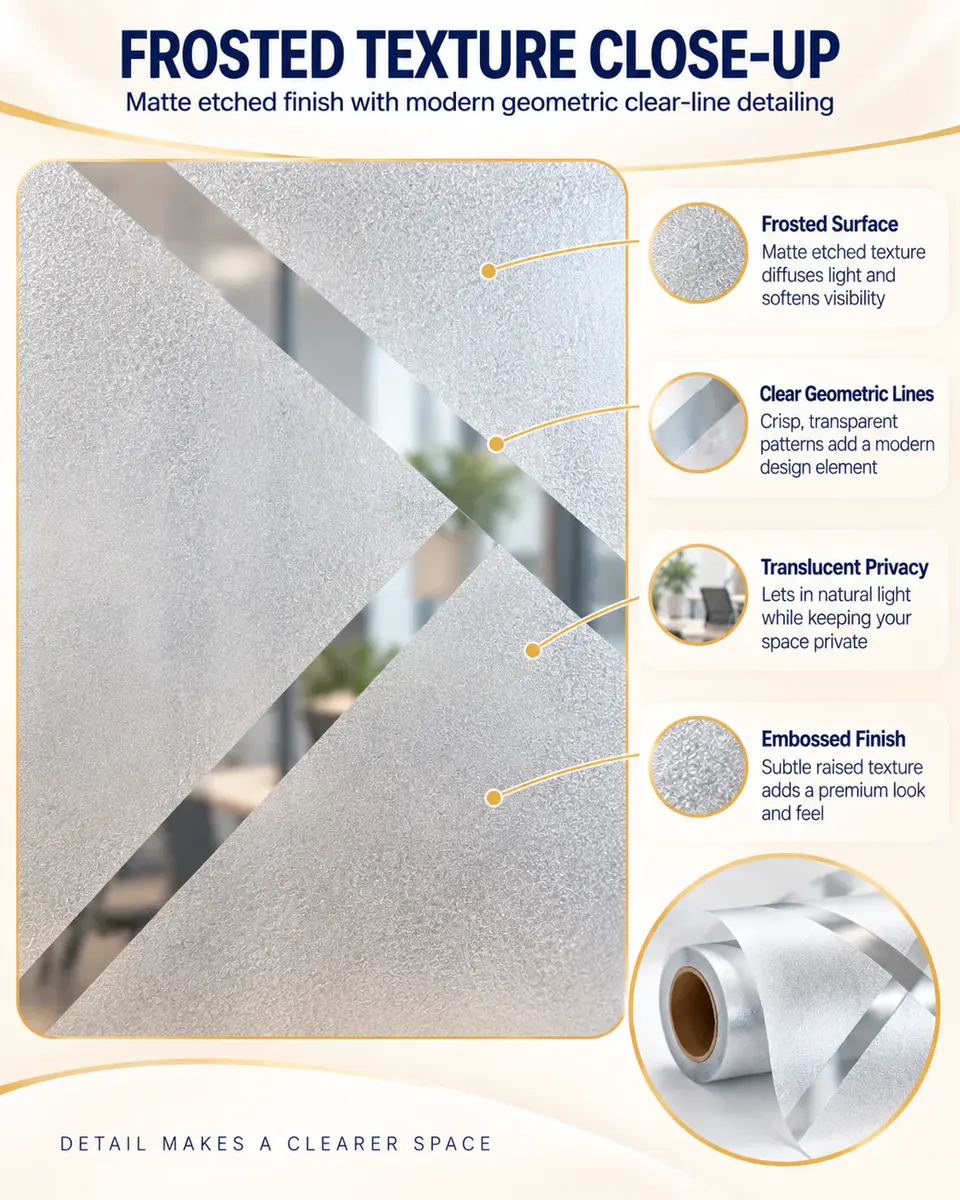 Decorative Frosted Office Glass Film — Construction and material layers