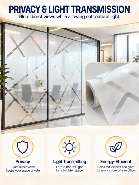 Decorative Frosted Office Glass Film — Cabinet refacing