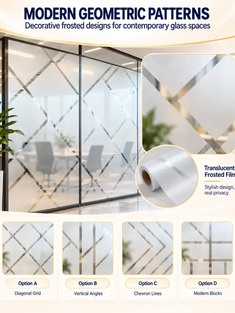 Decorative Frosted Office Glass Film — Interior doors