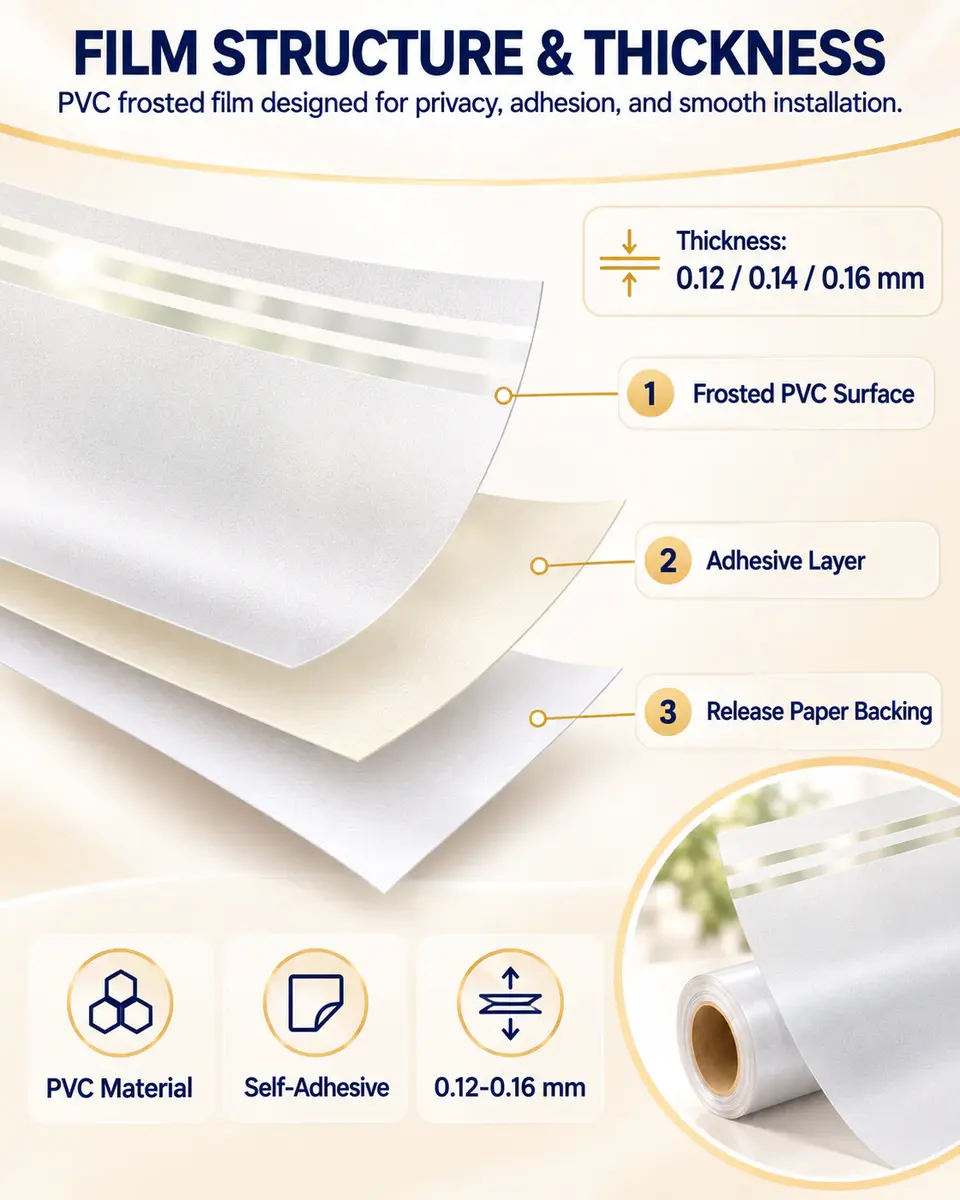Waterproof Frosted Privacy Glass Window Film — Surface texture and finish close-up