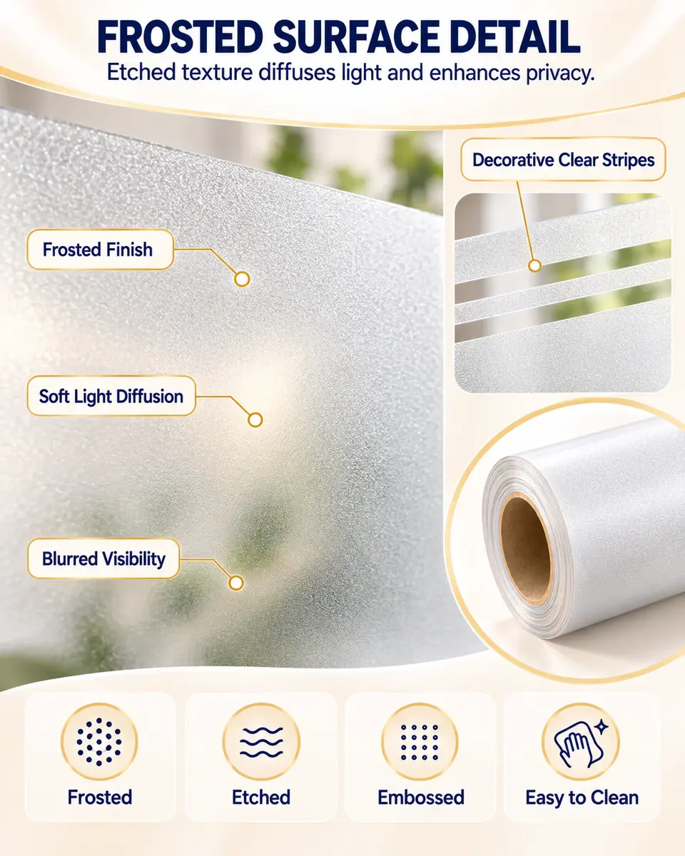 Waterproof Frosted Privacy Glass Window Film — Construction and material layers