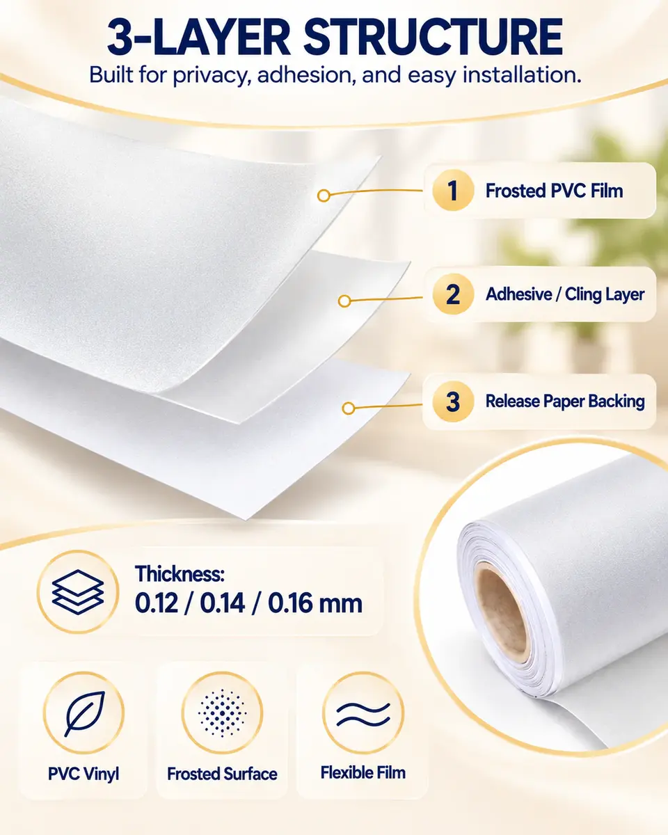 Plain Privacy Frosted Glass Film — Surface texture and finish close-up