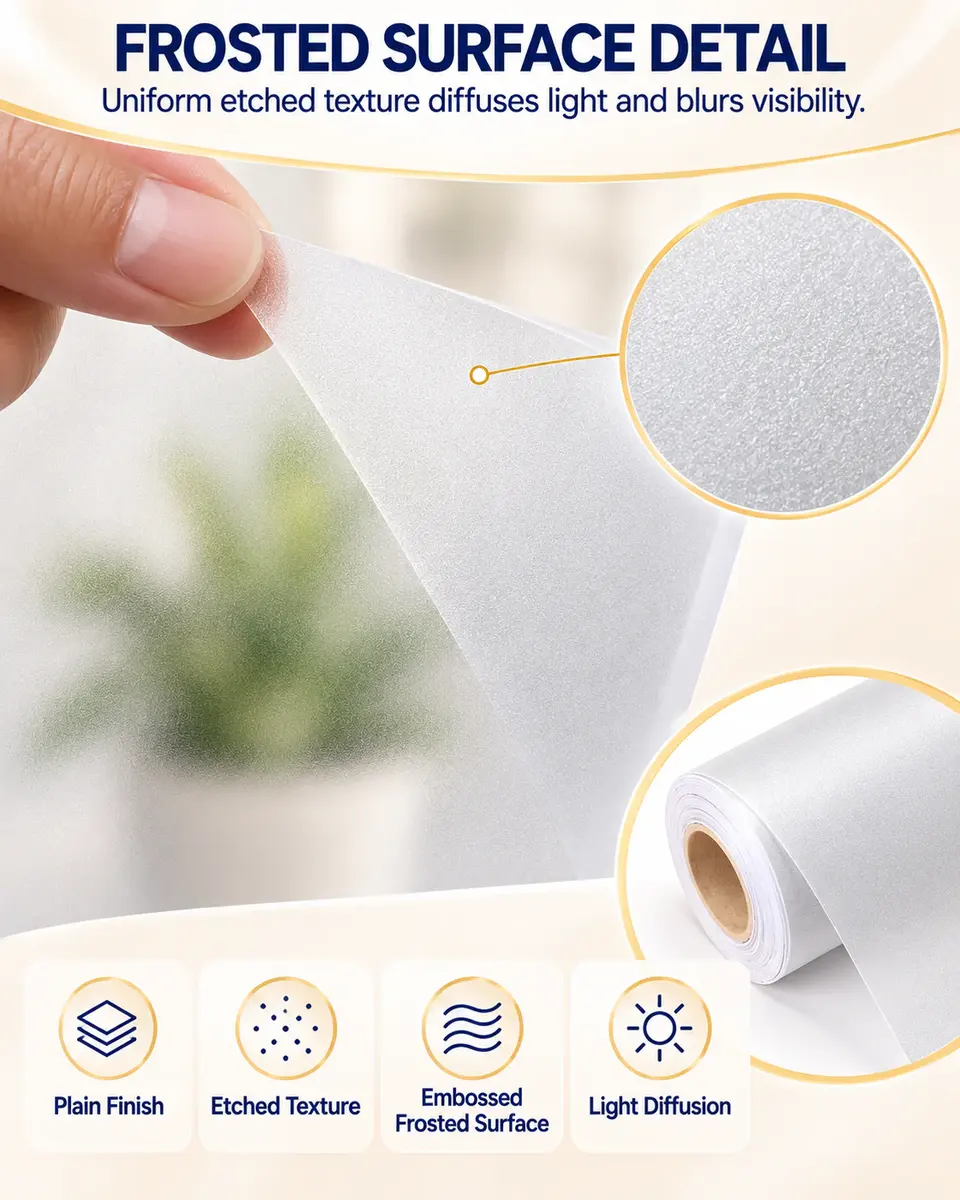 Plain Privacy Frosted Glass Film — Construction and material layers