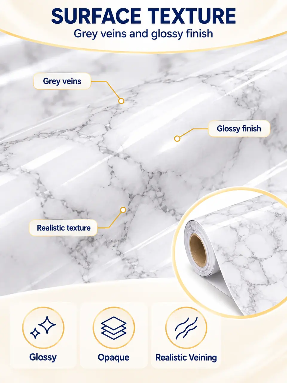 Granite Look Effect Contact Paper Decorative Self-Adhesive Film Marble Gloss Vinyl Film — Construction and material layers