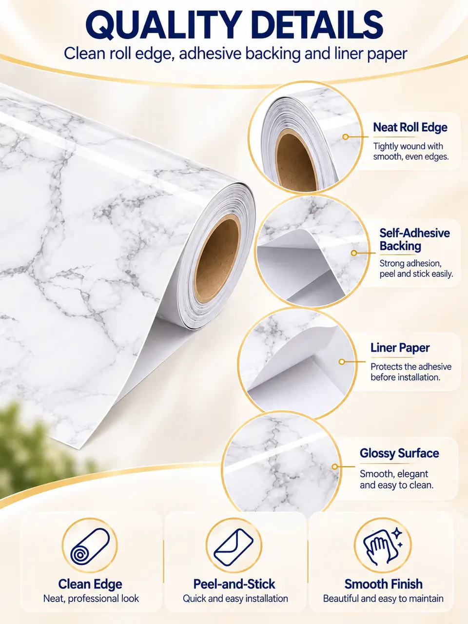 Granite Look Effect Contact Paper Decorative Self-Adhesive Film Marble Gloss Vinyl Film — Installation and application detail