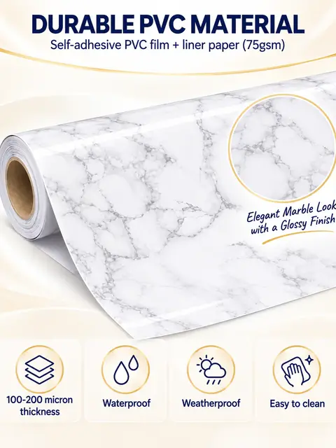 Granite Look Effect Contact Paper Decorative Self-Adhesive Film Marble Gloss Vinyl Film — Cabinet refacing