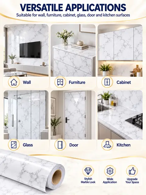 Granite Look Effect Contact Paper Decorative Self-Adhesive Film Marble Gloss Vinyl Film — Countertops & tables