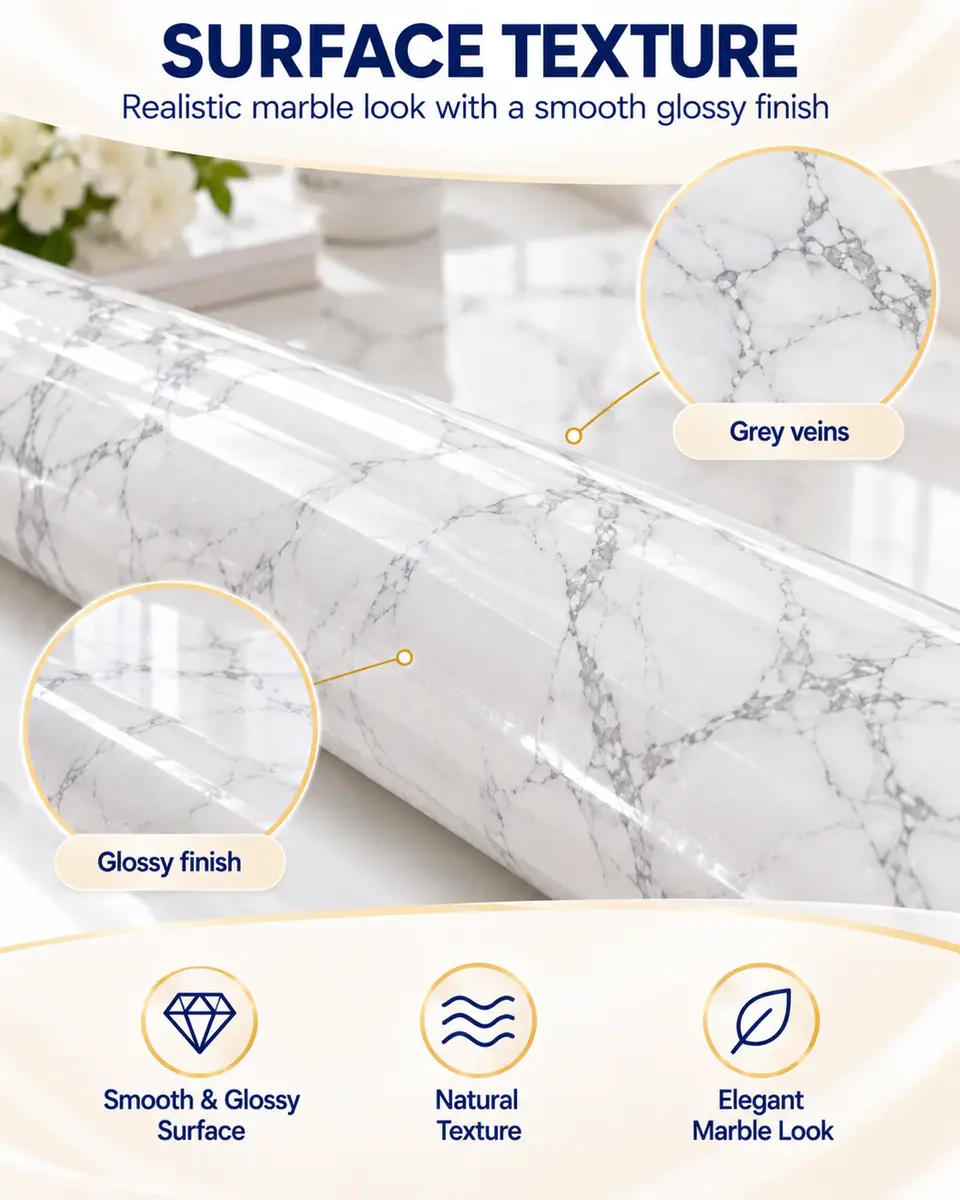 Granite Wallpaper Marble Counter Top Film Vinyl Self Adhesive Peel-Stick Wallpaper — Construction and material layers