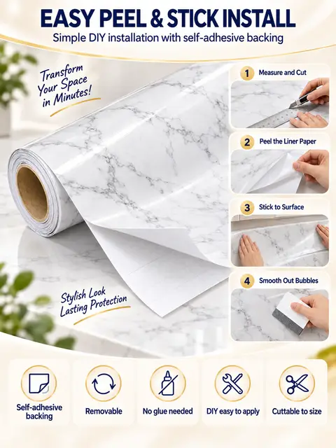 Granite Wallpaper Marble Counter Top Film Vinyl Self Adhesive Peel-Stick Wallpaper — Wall panels