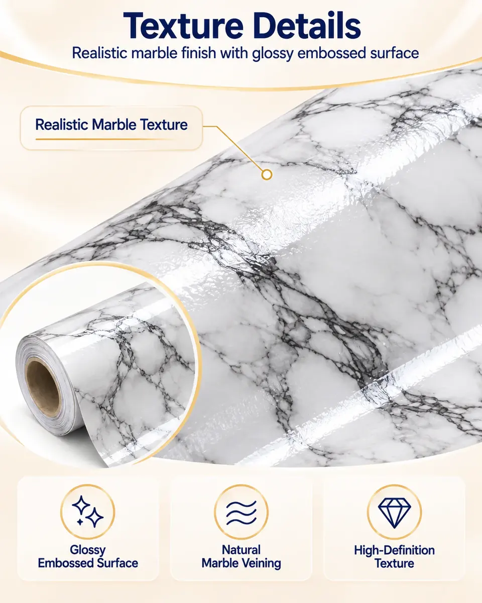 Manufacturer Marble Design PVC Decorative Film for Wall Panel Covering — Construction and material layers