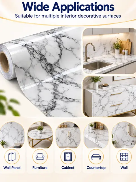 Manufacturer Marble Design PVC Decorative Film for Wall Panel Covering — Countertops & tables