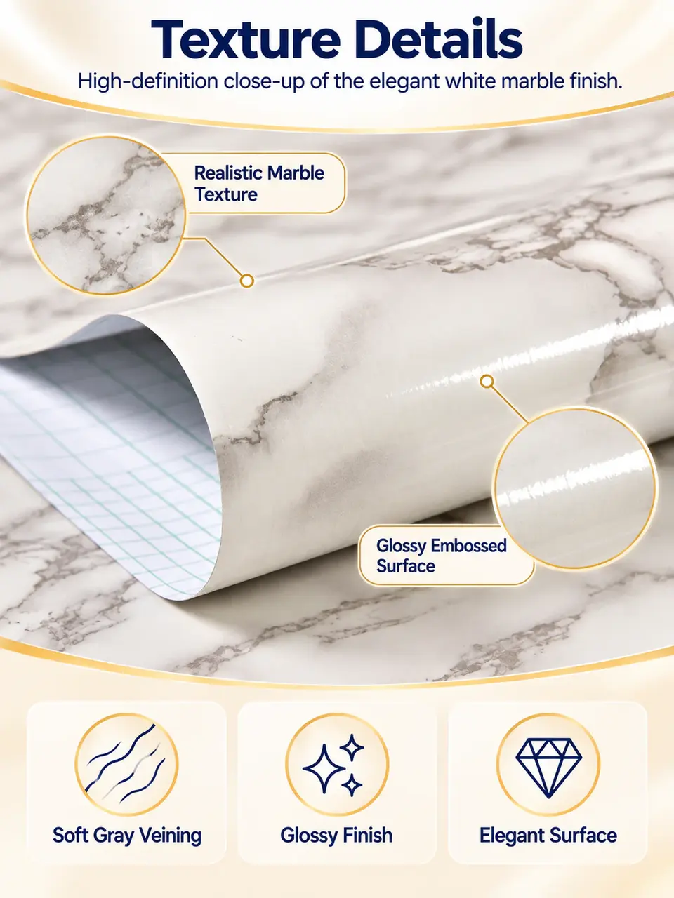 Marble PVC Self Adhesive Wallpaper Vinyl Sticker for Home Decoration — Construction and material layers