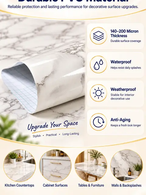 Marble PVC Self Adhesive Wallpaper Vinyl Sticker for Home Decoration — Cabinet refacing