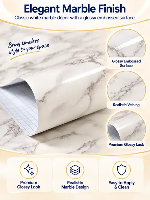 Marble PVC Self Adhesive Wallpaper Vinyl Sticker for Home Decoration — Interior doors