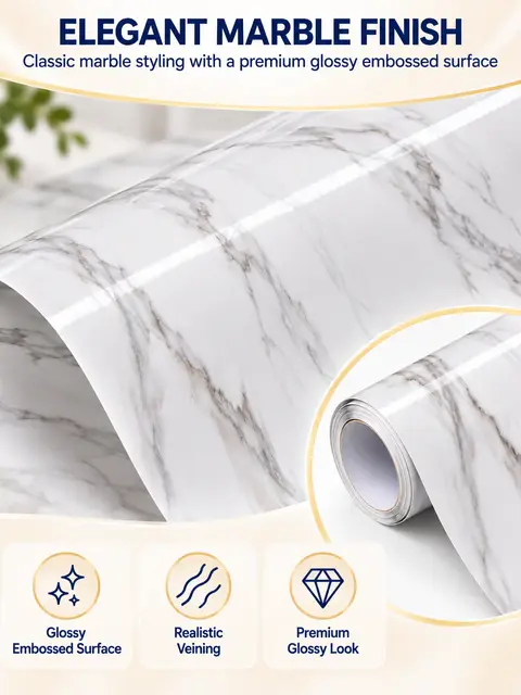 Light Grey White Marble Sticky Back Plastic Self Adhesive Vinyl Film — Interior doors