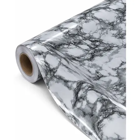 NEW DIY Kitchen Worktop Black Marble Vinyl Cover Self Adhesive Sticky Back Wrap — Home & Furniture Decorative Films