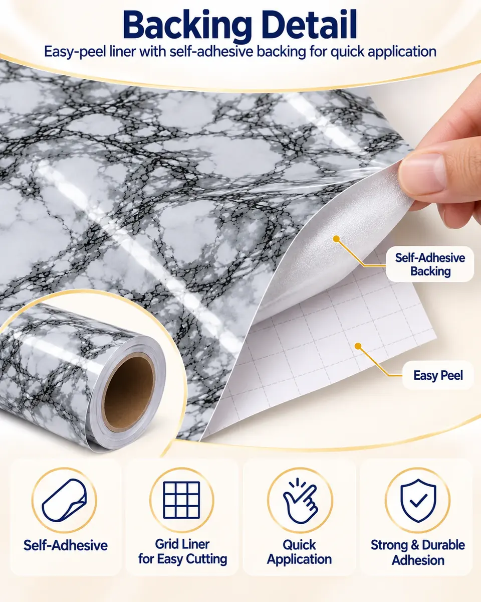 NEW DIY Kitchen Worktop Black Marble Vinyl Cover Self Adhesive Sticky Back Wrap — Installation and application detail