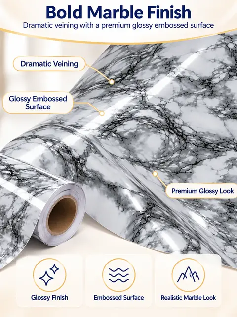 NEW DIY Kitchen Worktop Black Marble Vinyl Cover Self Adhesive Sticky Back Wrap — Interior doors