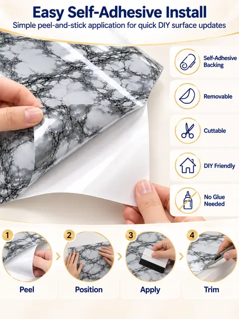 NEW DIY Kitchen Worktop Black Marble Vinyl Cover Self Adhesive Sticky Back Wrap — Wall panels