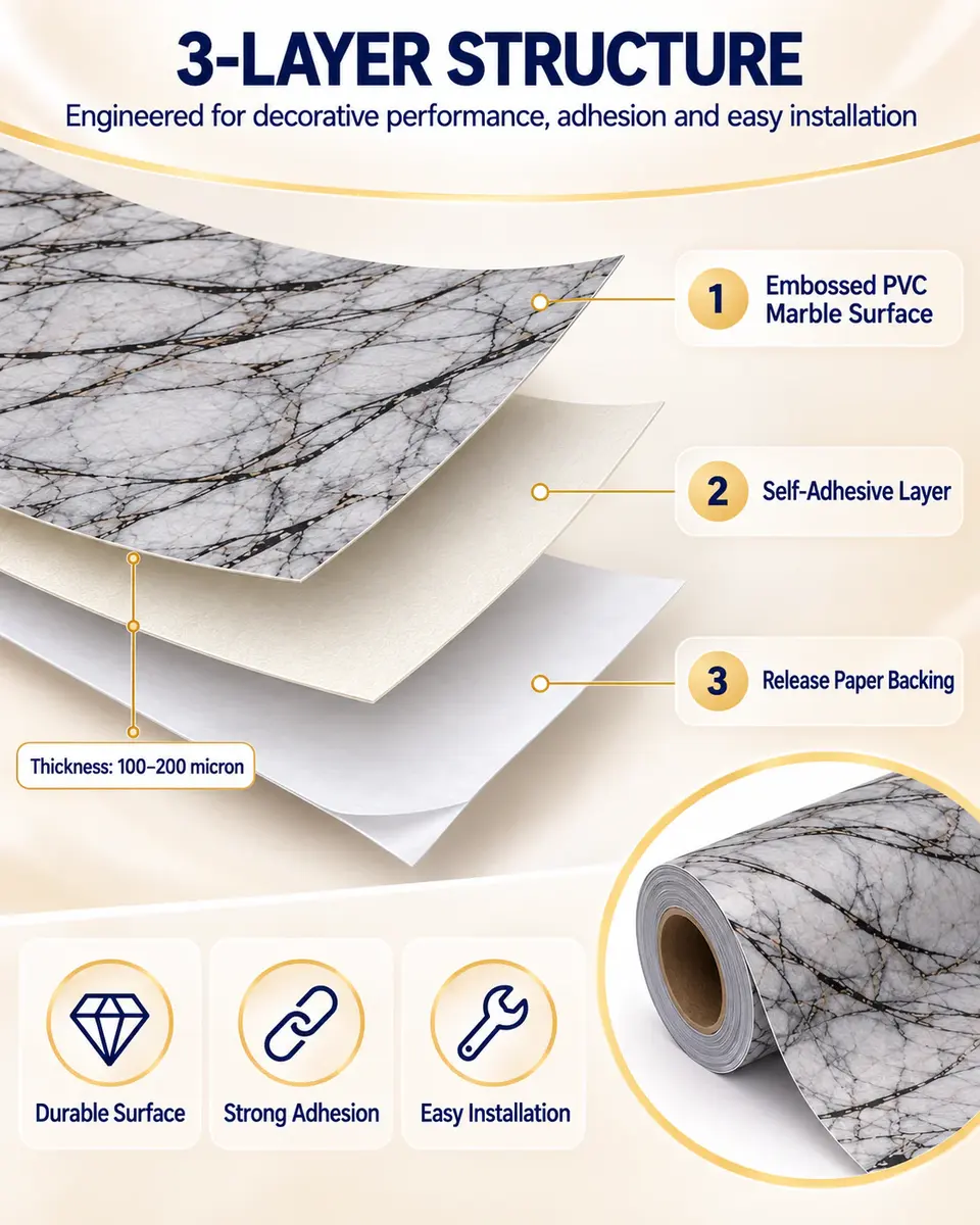 Self Adhesive Vinyl Floor Tiles Wall Marble Diamond Wood Granite Effect Tiles — Surface texture and finish close-up