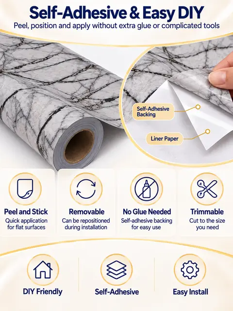 Self Adhesive Vinyl Floor Tiles Wall Marble Diamond Wood Granite Effect Tiles — Wall panels
