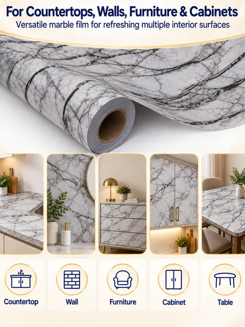 Self Adhesive Vinyl Floor Tiles Wall Marble Diamond Wood Granite Effect Tiles — Countertops & tables