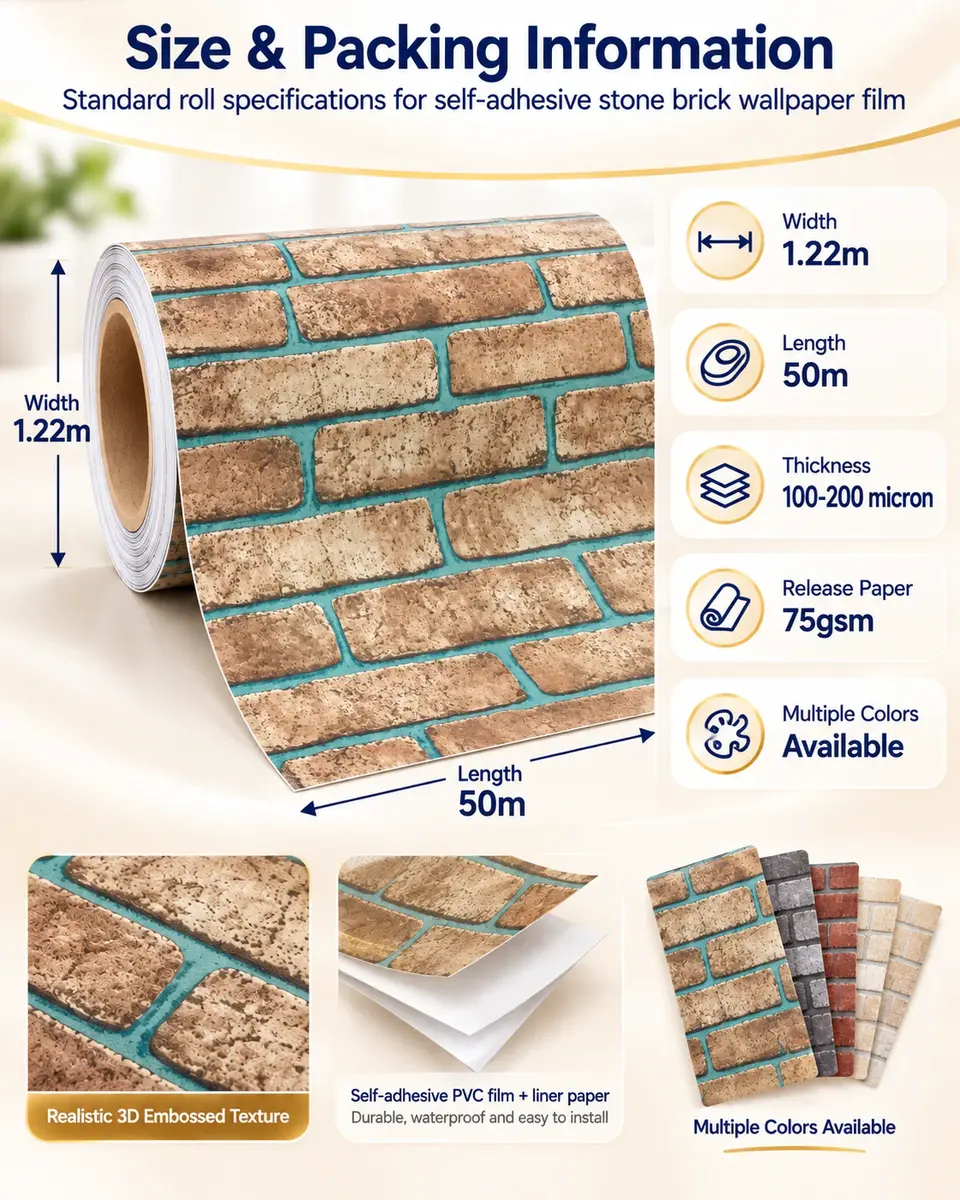 Wall Picture Decoration Stone Rock Optic 3D Tapestry Stone Wallpaper — Roll format and packaging
