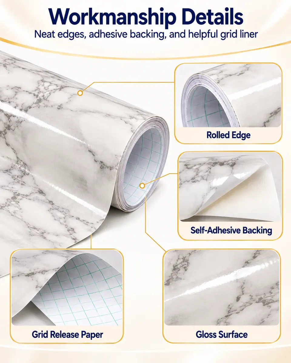 Wholesale PVC Decorative Film Roll for Furniture Renovation — Installation and application detail