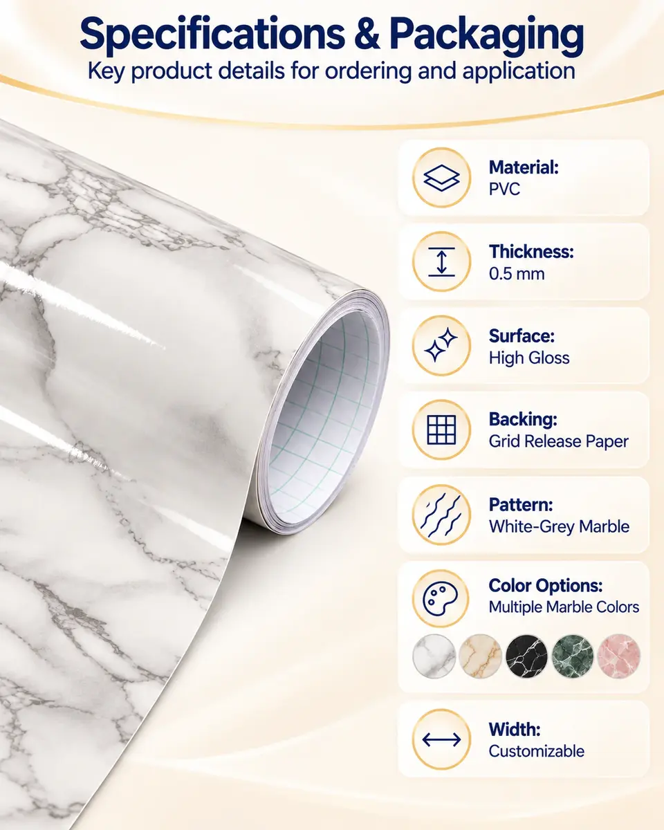 Wholesale PVC Decorative Film Roll for Furniture Renovation — Roll format and packaging