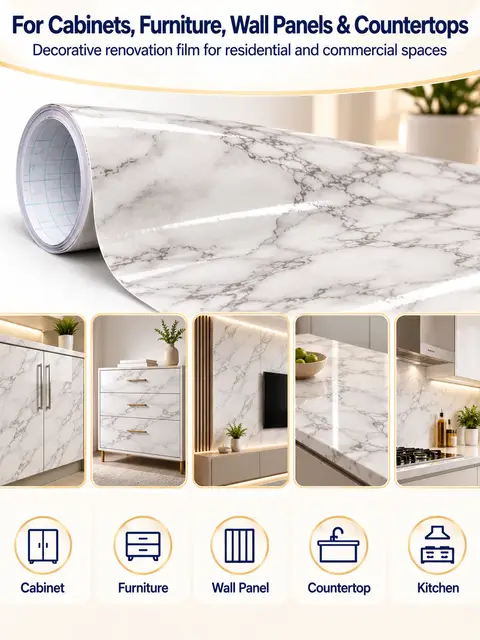 Wholesale PVC Decorative Film Roll for Furniture Renovation — Countertops & tables