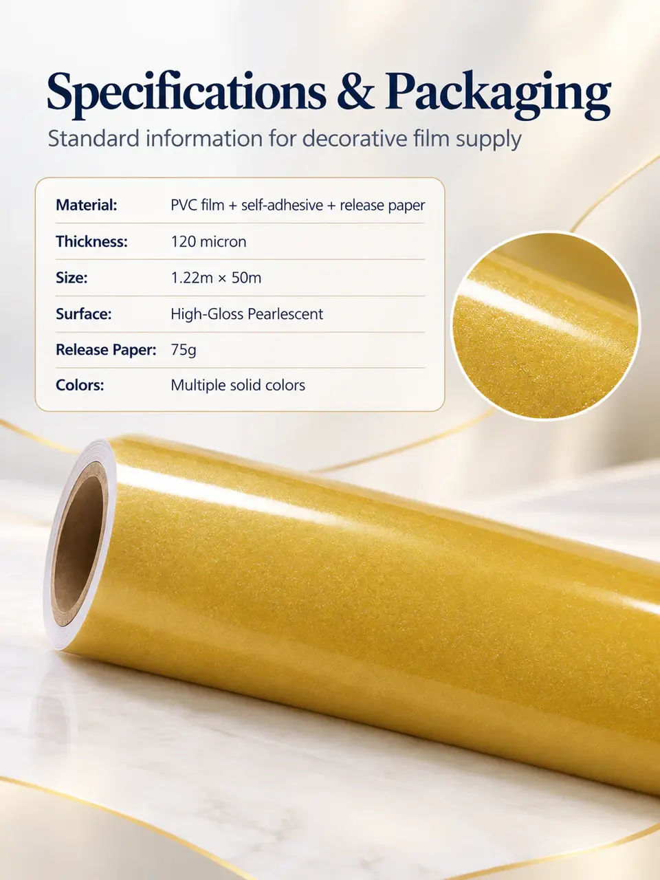 Decorative Film PVC Vinyl — Roll format and packaging