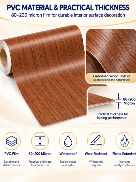 Best Design Self-Adhesive Wood Grain Wrapping Paper Vinyl Film for Furniture — Cabinet refacing