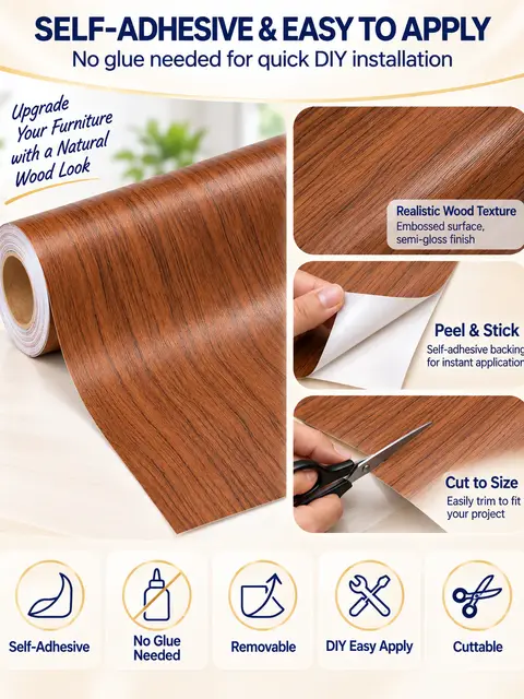 Best Design Self-Adhesive Wood Grain Wrapping Paper Vinyl Film for Furniture — Wall panels