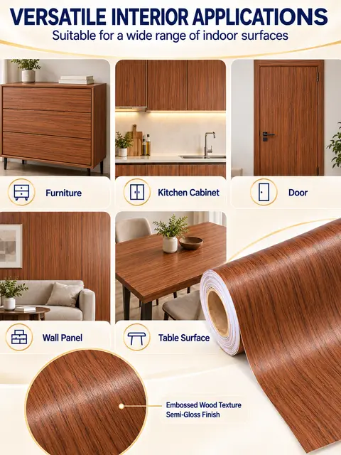 Best Design Self-Adhesive Wood Grain Wrapping Paper Vinyl Film for Furniture — Countertops & tables
