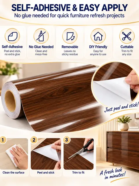Customizable Eco-Friendly High-Gloss Wood Grain PVC Furniture Decorative Film Roll — Wall panels