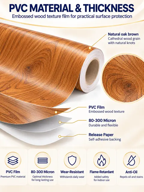 Decoration Self-Adhesive PVC Wood Texture Film for Kitchen Cabinet — Cabinet refacing