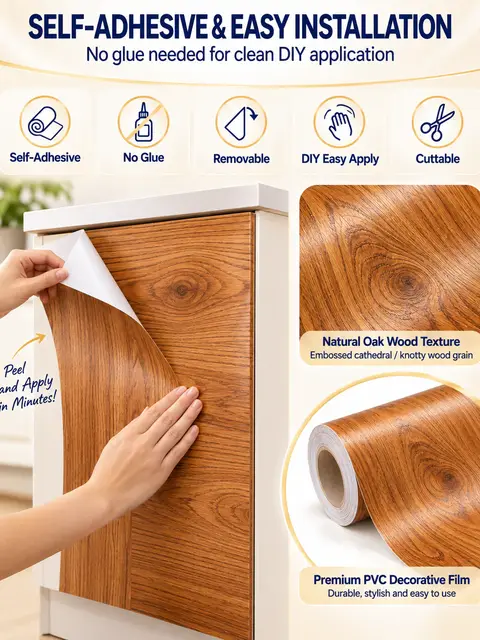 Decoration Self-Adhesive PVC Wood Texture Film for Kitchen Cabinet — Wall panels