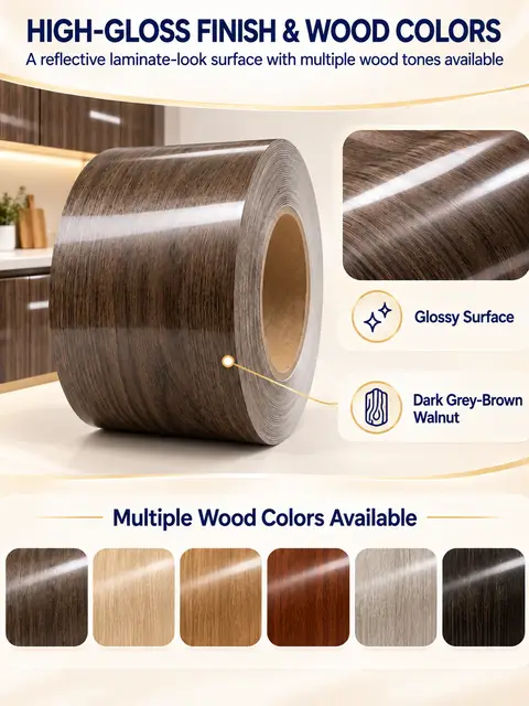 Decorative Self-Adhesive High-Gloss Wood Grain Laminate Film for Cabinets — Interior doors
