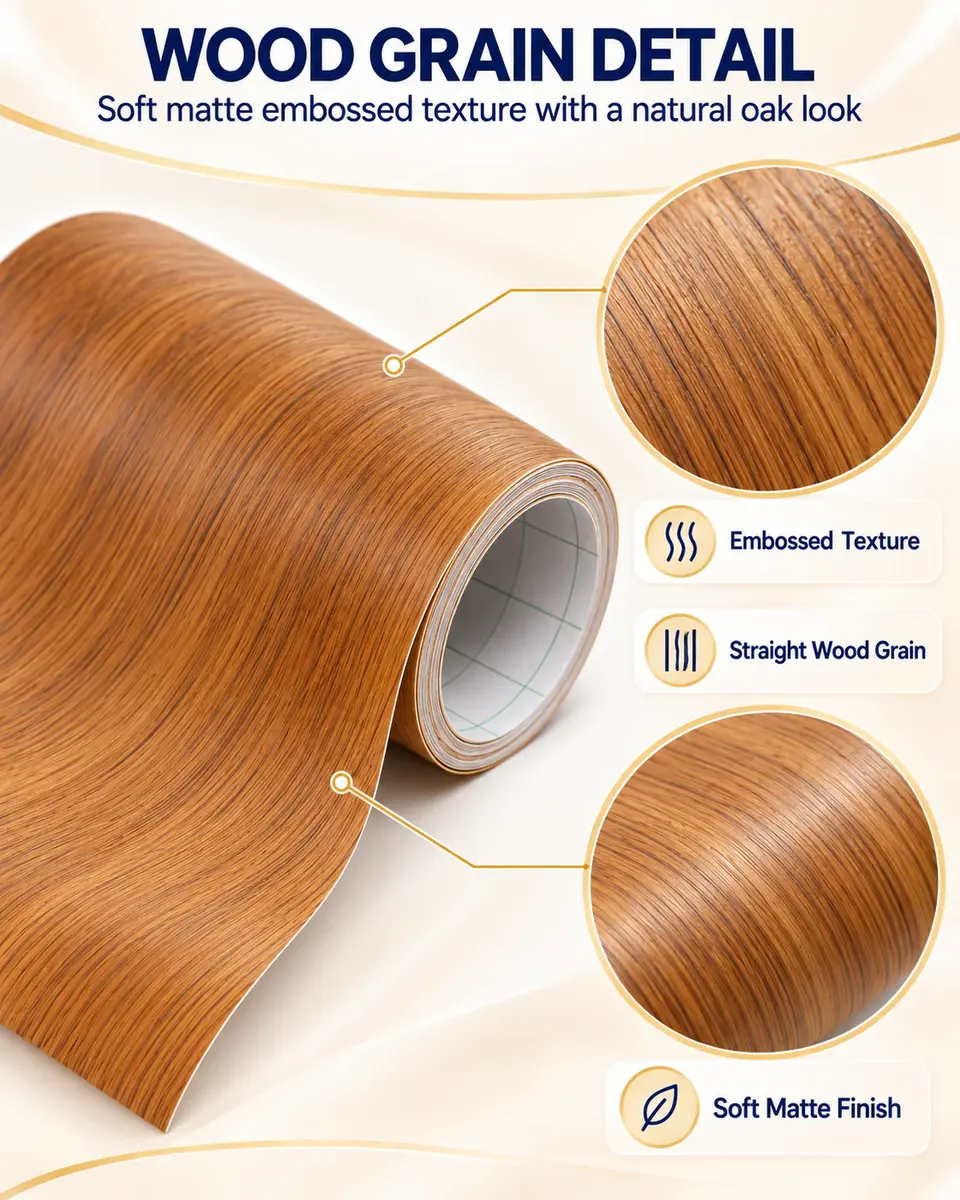 Self-Adhesive Wood Grain Contact Paper / Decorative Film for Furniture — Construction and material layers