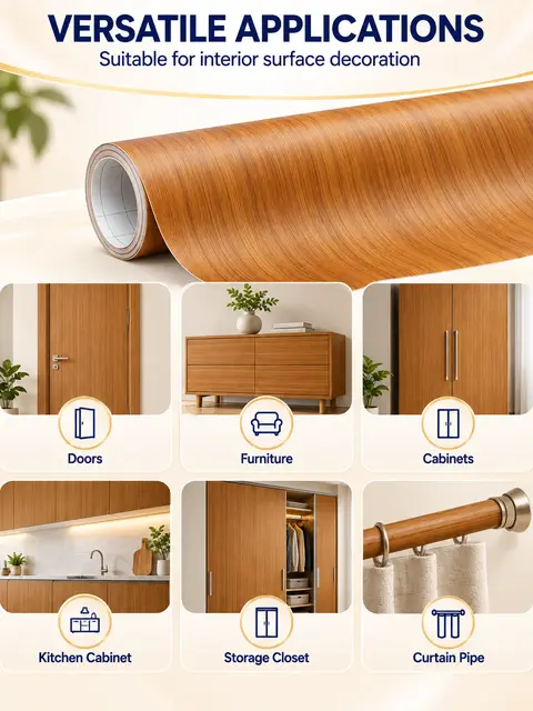 Self-Adhesive Wood Grain Contact Paper / Decorative Film for Furniture — Countertops & tables
