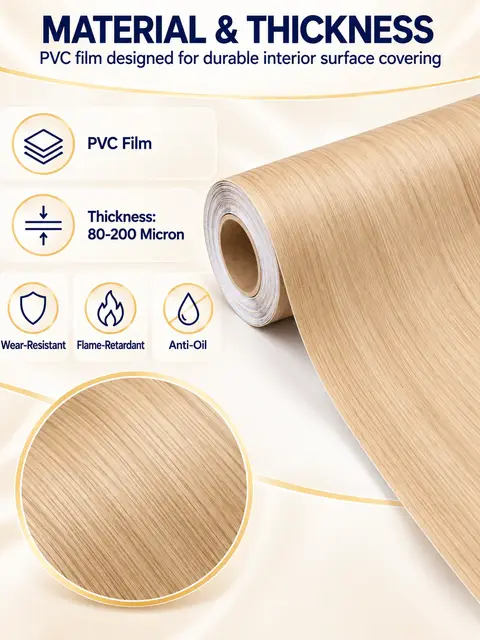 Factory Self-Adhesive Wood Grain Decorative PVC Film for Furniture — Cabinet refacing